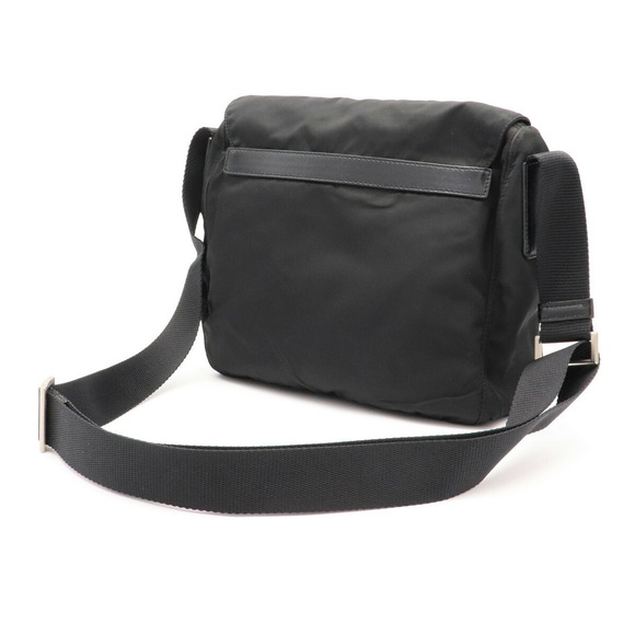 Prada Leather Diagonal Nylon Shoulder Bag Nero Black - Picture 1 of 9